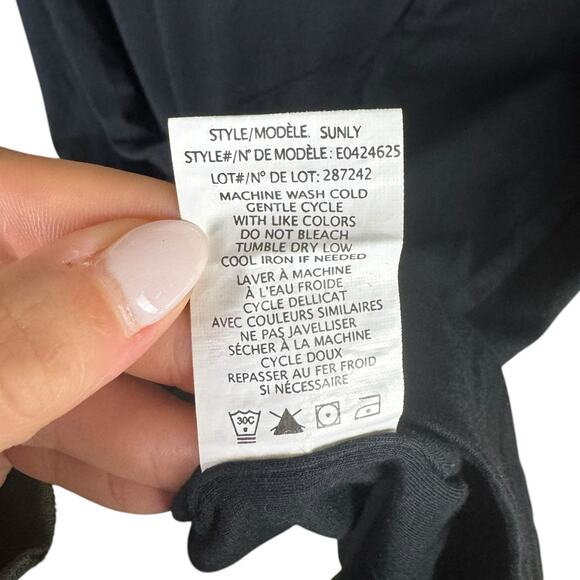 Theory Sunly Black Short Sleeve Shirred Gathered Mini T-shirt Slim Fit Dress - Picture 14 of 14